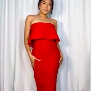 Likely Red Strapless Midi Dress